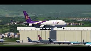 Thai Air Landing 🛬 In Basel Airport  Aerofly Fs Global 2024 [upl. by Annaed]