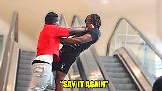 DISRESPECTFUL IM ON THE PHONE PRANK ON ESCALATORS GONE WRONG [upl. by Srednas]