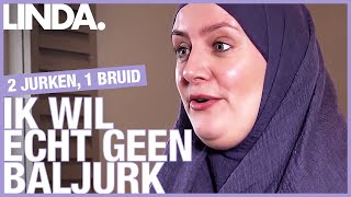 Linda wil een trouwjurk die haar volledig bedekt  2 jurken 1 bruid  LINDA [upl. by Nabal]