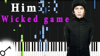 Him  Wicked game Piano Tutorial Synthesia  passkeypiano [upl. by Acimak]