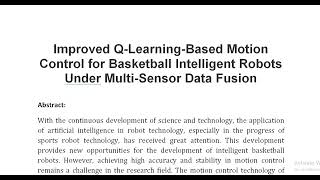 Improved Q Learning Based Motion Control for Basketball Intelligent Robots Under Multi Sensor Data F [upl. by Livingstone]