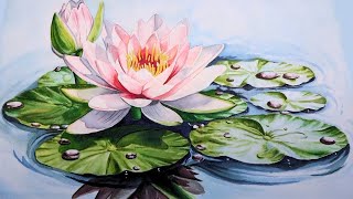 Water Lily Painting  How To Paint Water Lillies in Watercolor [upl. by Rednijar]