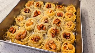 How to make Baklava with kataifi بغلاوه با خمیر کنافه یا کتایف در کمترین زمان [upl. by Jessee]