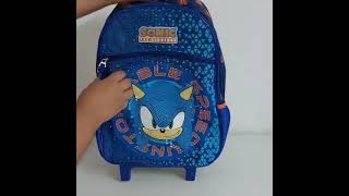 Mochila Rodinha Infantil Escolar Menino Sonic Pacific [upl. by Jonati]