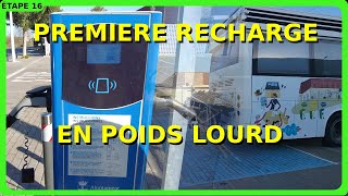 Étape 16 Première recharge de notre campingcar poids lourd électrique moteur et batterie TESLA [upl. by Esaele]