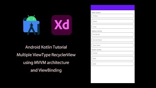 Android KotlinMultiple View Type RecyclerViewMVVMViewBinding [upl. by Yerocal287]
