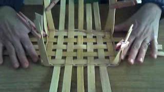 Basket Weaving Video 5 Upsetting the Sides of a Basket How to weave a basket [upl. by Deehsar]