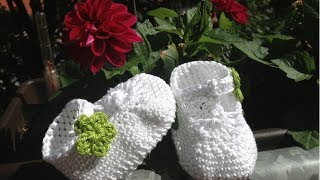 Escarpínes de bebe con correa en crochet  Instrucción zapatitos de BerlinCrochet  Parte4 Adorno [upl. by Picker189]