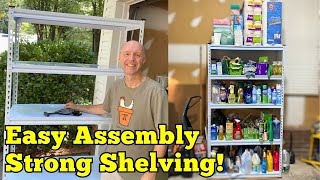 5 Tier Adjustable Garage Shelving Review Heavy Duty and Durable [upl. by Namyh]