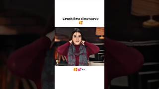 crush first time saree 🥰 trending love shorts [upl. by Hodges]