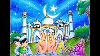 Eid Ul Zuha Drawing  How to Draw Eid Mubarak Festival  Festival Drawing  Sutar Art and Crafts [upl. by Adnwahs]