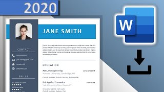 CV Template Word DOWNLOAD FREE ⬇ 2020 😱  Blue Resume Design with Icons ✪ DOCX ✪ [upl. by Asserac]