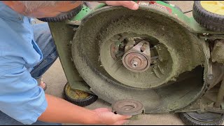 How to Service the Drive Belt and Blade Clutch on a John Deere JE75JX75 Self Propelled Mower [upl. by Alexina654]