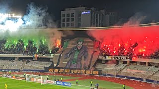 ULTRAS COREO JOKER PELUZA SEPCILE ROSII  PRIMUL PAS PE STADION  Universitatea Cluj  CFR Cluj [upl. by Nwahshar]