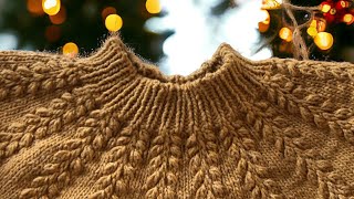 Buğday başak modeli dikişsiz robadan kazak Bölüm1 knitted sweater wheat ear model PART1 [upl. by Nnylodnewg344]