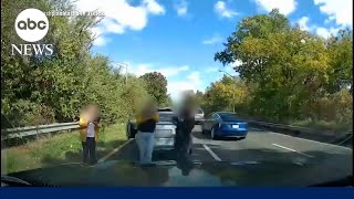 Dashcam captures dangerous alleged car insurance scam [upl. by Veljkov]