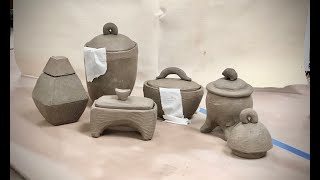 Creating Lids for the Pinch Lidded Pot Part 2 Ceramics II Raku Project [upl. by Dibru]