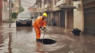 Flood Street Saviors Unclogging Drains to Battle FloodingDrain Hero Saving the Street from Flooding [upl. by Ause]