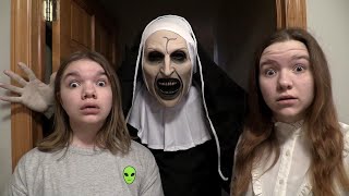 EVIL NUN IN OUR HOUSE SCARY [upl. by Leahcimal789]