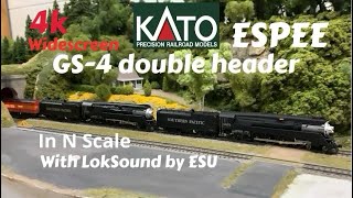 Espee SP KATO GS4s Double Heading 18 Car quotDaylightquot Passenger Train 4K [upl. by Ahsenor]