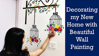 Wall Painting Idea Using Acrylic Color I Floral Design I Home Decor [upl. by Farlie]