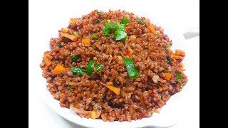 HOW TO COOK NUTRITIOUS RED RICE PULAOTIFFINLUNCH BOX RECIPEDIET RECIPE [upl. by Orvas]