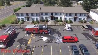 Silverton Rd Apartment Fire in Salem Oregon viewed from a drone UAV DJI Phantom [upl. by Anitsihc289]