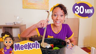 Meekah Learns To Makes Alphabet Soup   Blippi amp Meekah Challenges and Games for Kids [upl. by Darreg]