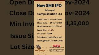 New SME IPO Mangal Compusolution Ltd ipo new stockmarket sme [upl. by Cutter873]