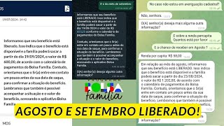 BOLSA FAMÍLIA AGOSTO E SETEMBRO LIBERADO SAIBA COMO CONSULTAR E SABER SE RECEBE [upl. by Atinaej271]