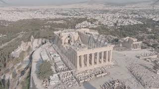 ALog Athens Greece Acropolis of Athens in the light of the morning sun Summer Aerial View [upl. by Nilyam]