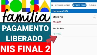 PAGAMENTO DO BOLSA FAMÍLIA NIS FINAL 2 LIBERADO PARA MOVIMENTAÇÃO NO CAIXA TEM [upl. by Lemcke]