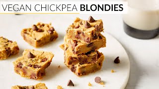 BLONDIE RECIPE  healthy vegan chickpea blondies [upl. by Hayse793]