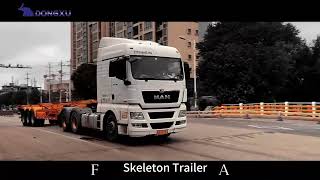 2 axle 3 axle 20 ft 40 ft 45 ft 50 ft 53 ft skeleton container transport trailersemitrailer truck [upl. by Ettenay]