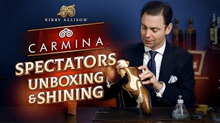 Carmina Spectators Unboxing amp First Shoeshine  Kirby Allison [upl. by Cardie]