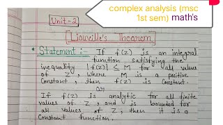 liouvilles Theorem complex analysis msc 1st sem Mathematics important theorem [upl. by Quinby996]