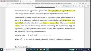 Method of Perturbation Approximation Methods Semester 2 MSc Chemistry MG University Kottayam [upl. by Feodor]