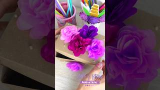 Flores de papel china papelillo 🌸💜🩷 hermosas y fáciles de hacer 😍 floresdepapel flores decor [upl. by Shantha965]