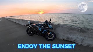 RIDING THROUGH THE SUNSET YAMAHA R1 RAW SOUND [upl. by Dexter791]