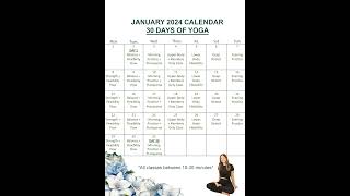 JANUARY 2024 CALENDAR  30 DAYS OF YOGA yoga [upl. by Ming203]