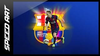 Photoshop Graphic Design  Football Wallpaper  Andrés Iniesta [upl. by Gelya193]