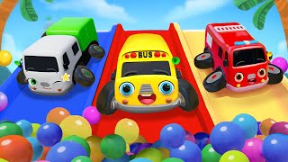 The Wheels On The Bus Playground Song  Slip and Slide Down  Nursery Rhymes amp Kids Songs  Baby Car [upl. by Terrag703]