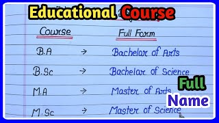 Full Forms of BABScBComBCAMBBS etc Gk important full form Data Education [upl. by Tray]