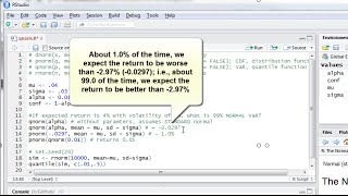 R Programming r pnorm illustrated with value at risk VaR [upl. by Adnahc]