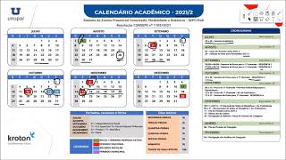 CALENDÁRIO ACADÊMICO DA UNOPAR  2021 2  SEGUNDO SEMESTRE [upl. by Coy]