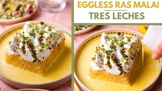 RASMALAI TRES LECHES CAKE  EGGLESS DIWALI RASMALAI CAKE  EGGLESS MILK CAKE CelebrateWithMe [upl. by Anaderol]