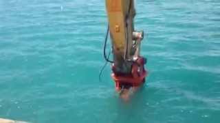 NPK GH30 Hydraulic Hammer  Underwater Breaking [upl. by Eelidnarb]