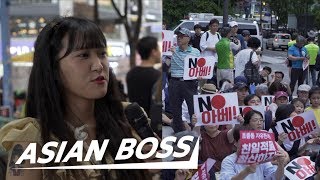 Why Koreans Are Boycotting Japan Street Interview  ASIAN BOSS [upl. by Anirat305]