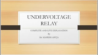 Under voltage relayI Relay setting calculationIDMT relayProtectionElectrical Technology [upl. by Richarda]