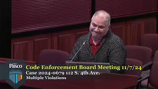 Pasco Code Enforcement Board November 7 2024 [upl. by Yesnikcm]